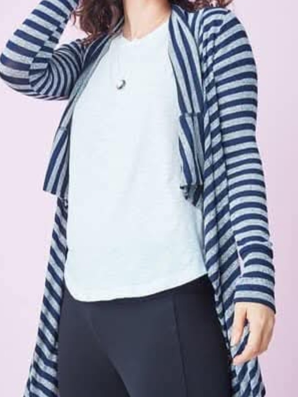 Stella & Dot The Always Cardigan Navy and Grey Striped 2X